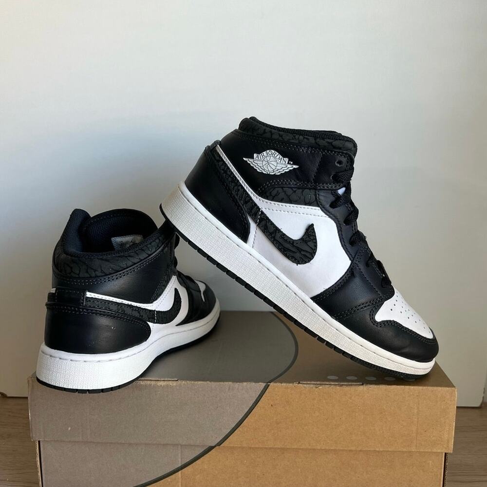 Nike Air Jordan 1 Mid Panda Elephant Kids Sneakers - SZ 5 Y- 6.5 W